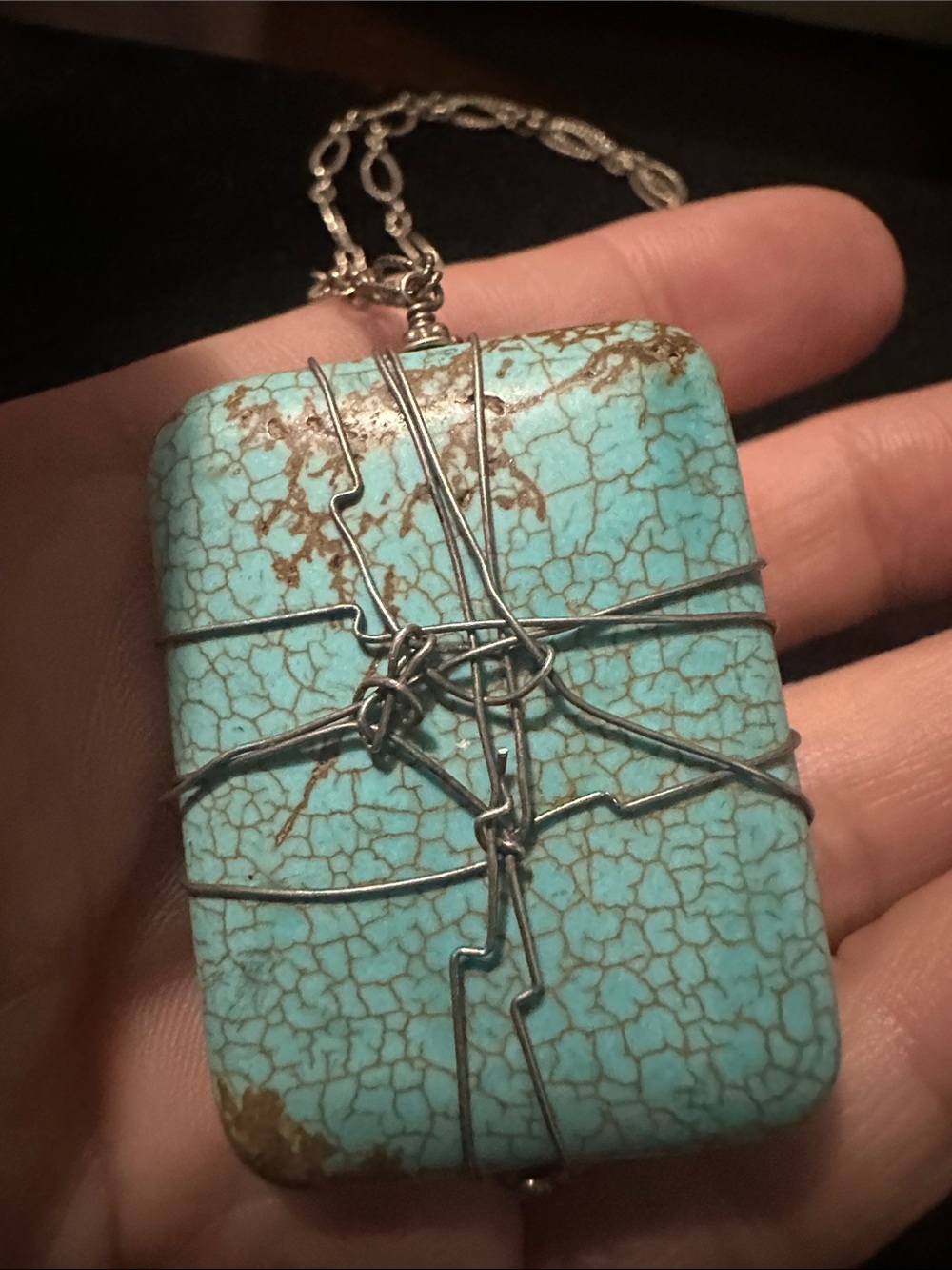 Sterling Handcrafted Turquoise Multi-Stone Pendant Necklace - Picture 3 of 5